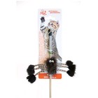 Дразнилка-удочка для кошек «Зооник» «Норковый паук», 50 см, натуральный мех, микс цветов - фото 7040214