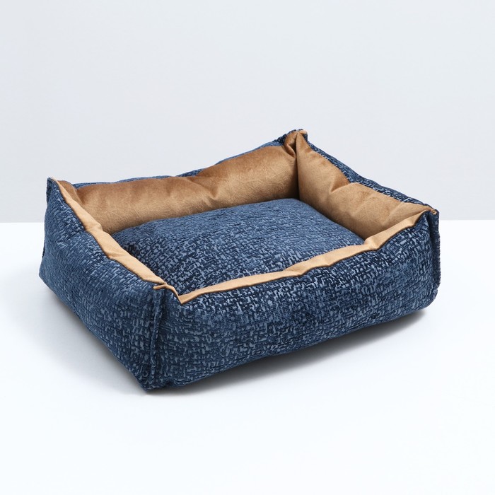 Лежанка под замшу с двусторонней подушкой,  45 х  35 х  11 см, мебельная ткань, микс цветов