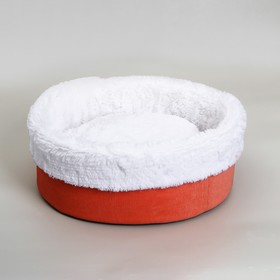 Лежанка "Манго" круглая, мебельная ткань/мех , 43 х 43 х 16 см