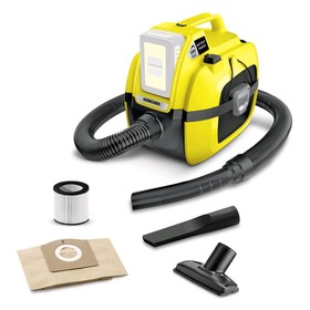 Пылесос Karcher WD1 Compact Battery, беспроводной, 230 Вт, 7 л, шланг 1.2 м, чёрно-жёлтый 5084224