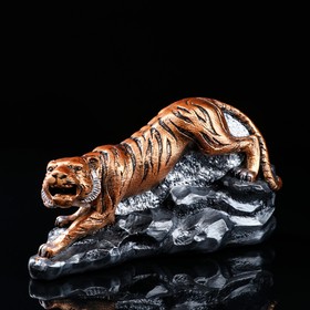 Статуэтка "Тигр на камнях", бронза, графит, гипс, 13*35*18 см, микс
