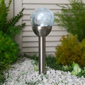 Фонарь садовый на солнечной батарее Smartbuy, 37 см, 1 led, нержавеющая сталь, стекло