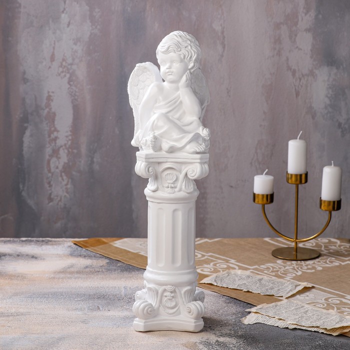 Статуэтка "Ангел на колонне ", белый, 52 см