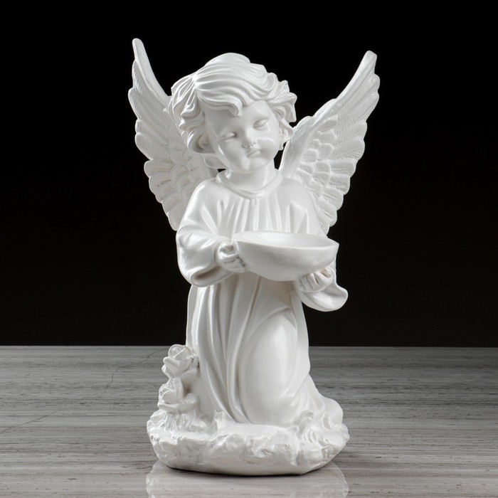 Статуэтка "Ангел с чашей", белая, 33 см