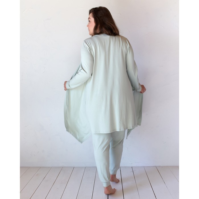 Халат женский MINAKU: Mint & Chocolate цвет олива, р-р 54 - фото 798563298