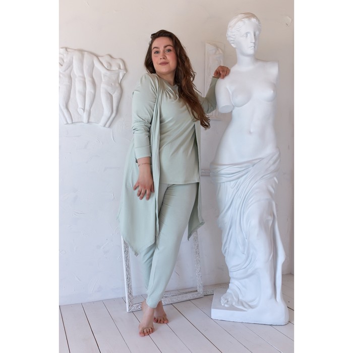 Халат женский MINAKU: Mint & Chocolate цвет олива, р-р 54 - фото 798563299