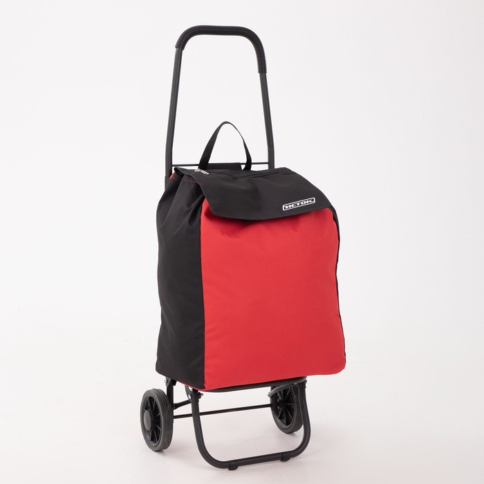 Сумка-тележка, отдел на шнуре, наружный карман, колёса 16,5 см, нагрузка до 40 кг, цвет чёрный/красный