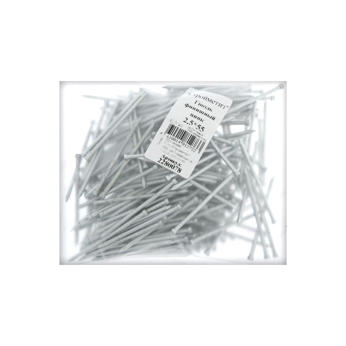 Цинк уп. Гвоздь 1,8х30 финишный, цинк (уп. Саморез оцинкованный с прессшайбой 4. Цинк уп. Саморез стройметиз 4.