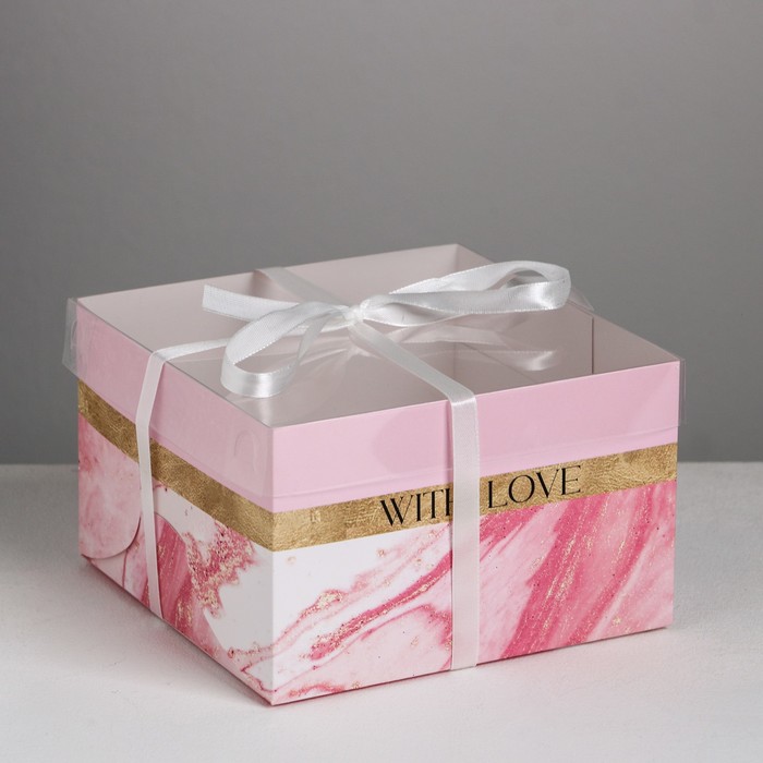 Коробка на 4 капкейка With love, 16 × 16 × 10 см (5 шт)