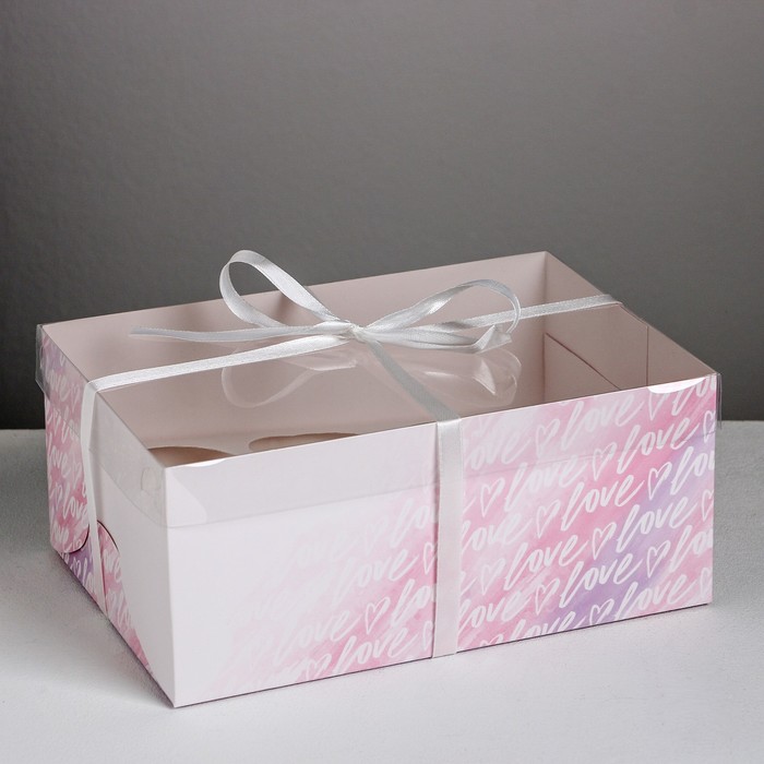 Коробка на 6 капкейков Love, 23 × 16 × 10 см (5 шт)