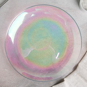 Тарелка стеклянная подстановочная «Жемчуг», d=26,6 см, цвет перламутровый