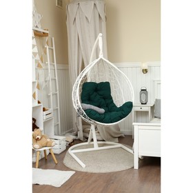 Подвесное кресло «Бароло», капля, цвет белый, подушка зелёная, стойка