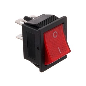 Rocker switch, 250 V, 15 A, ON-OFF, 4C, red, illuminated, retail packaging.