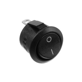 Rocker switch round, 250 V, 6 A, ON-OFF, 2c, black , retail packaging.