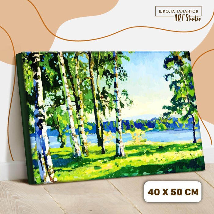 Картина по номерам на холсте с подрамником «Березовая роща» 40×50 см