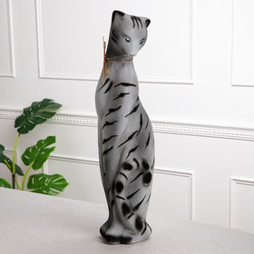 Копилка "Кошка Багира", флок, серая, полосатая, 64 см