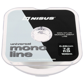 Леска NISUS MONOLINE Universal, диаметр 0.28 мм, тест 7.2 кг, 100 м, прозрачная