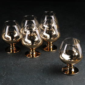 Набор бокалов для бренди «Поло», 400 мл, 6 шт, цвет золотой