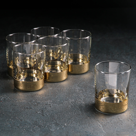 Набор стаканов для виски «Поло», 255 мл, 6 шт, цвет напыления золотой