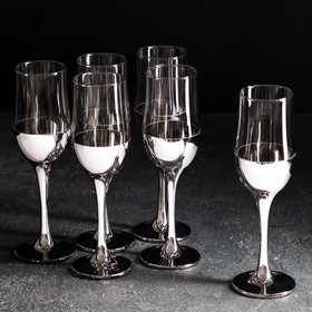 Набор бокалов для шампанского «Поло», 200 мл, 6 шт, цвет серебряный