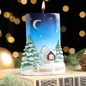 Candle burlap "happy New Year!", 4×8×10.5 cm