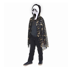 Карнавальный плащ «Кисти рук», золото на чёрном, маска, декор цепь, длина 73 см