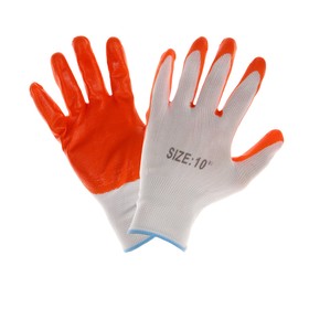 Nylon gloves with nitrile latex layer covered, size 10, orange