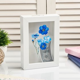 Копилка интерьерная пластик "Синие цветочки" 17х12х3,8 см в Донецке