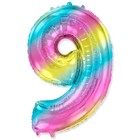 Шар фольгированный цифра 40" "6/9" Радуга металлик  1207-3918 5113061