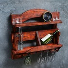 Полка деревянная "Вест", 6 бутылок, 60×55×16,5 см, массив сосны Полка деревянная "Вест", 6 бутылок, 60×55×16,5 см, массив сосны