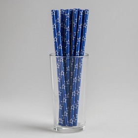 Трубочки для коктейля «Звёзды», набор 12 шт., цвет синий в Донецке