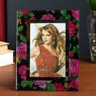 Photo frame 10x15 cm glass "Pink roses" glitter 22х17 cm