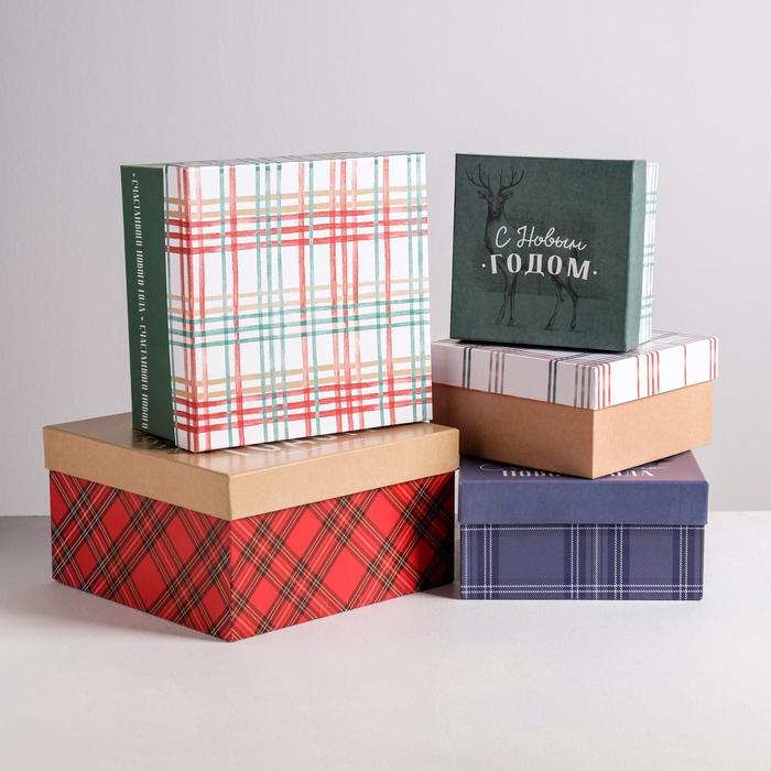 Набор подарочных коробок 5 в 1 «С новым годом», 14 × 14 × 8 - 22 × 22 × 12 см - фото 798600719