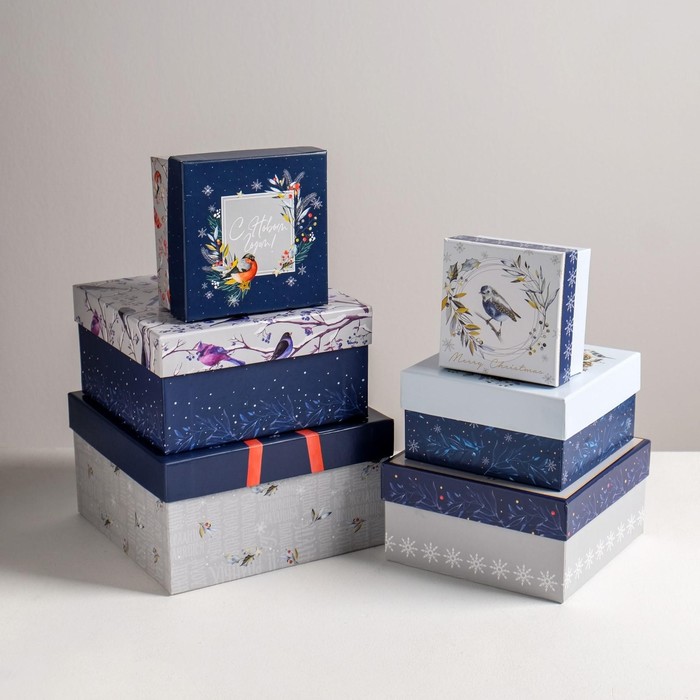 Набор подарочных коробок 6 в 1 «Новогодний», 10 × 10 × 6 - 20 × 20 × 11 см