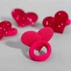 Набор резинок, Маша и Медведь "Сердца" розовые с блестками, 4 шт, 6х5 см - фото 798943856