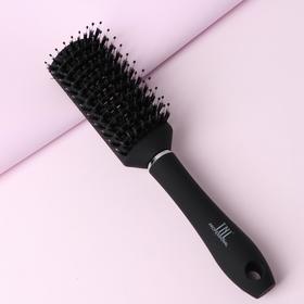 Расчёска массажная, комбинированная щетина, вентилируемая, 4,4 × 23 см, цвет чёрный