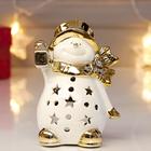 Souvenir ceramic candle holder "Snowman in hat and scarf with a flashlight" gold 12x6,5x8,5 cm Souvenir ceramic candle holder "Snowman in hat and scarf with a flashlight" gold 12x6,5x8,5 cm