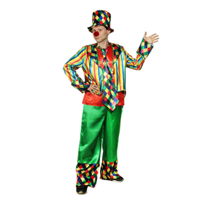 Карнавальный костюм «Клоун», шляпа, фрак, безрукавка, брюки, галстук, носик, р. 52-54, рост 182 см