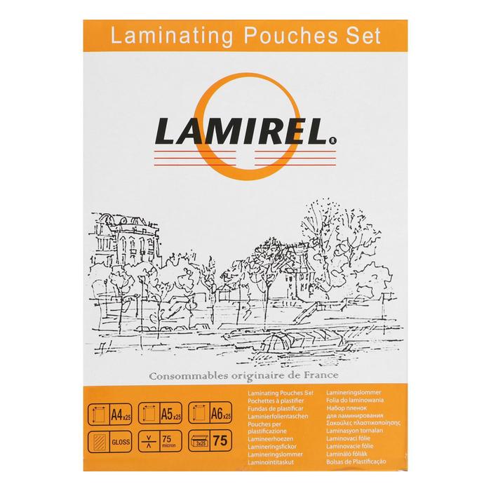 Набор пленки д/ламинирования Lamirel А4, A5, A6 по 25 шт, 75мкм, глянцевый LA-78787