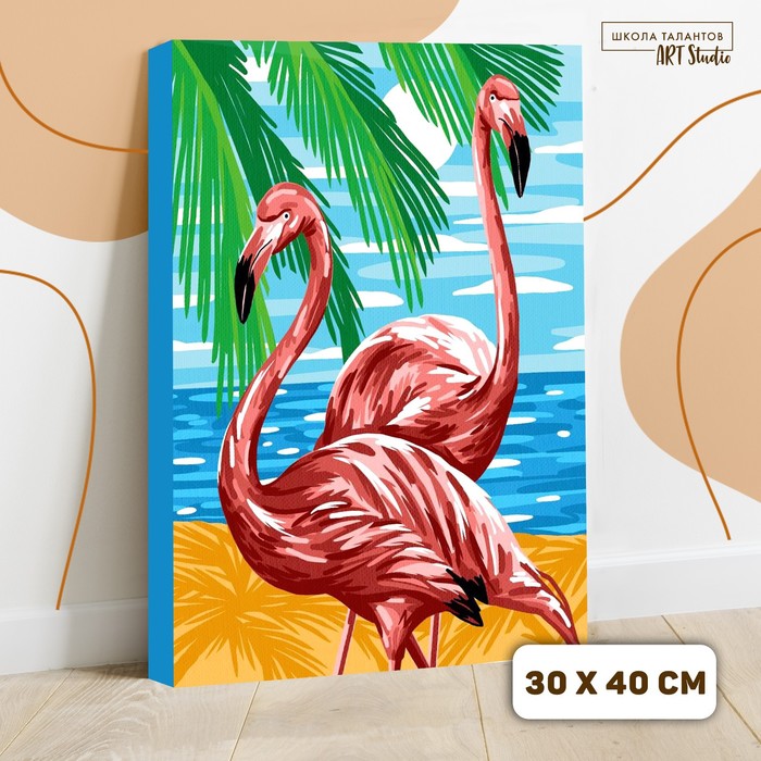 Картина по номерам на холсте с подрамником «Фламинго» 30×40 см