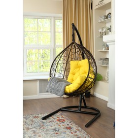 Подвесное кресло «Бароло», капля, цвет коричневый, подушка жёлтая, стойка