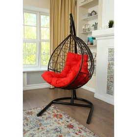 Подвесное кресло «Бароло», капля, цвет коричневый, подушка красная, стойка
