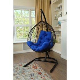 Подвесное кресло «Бароло», капля, цвет коричневый, подушка синяя, стойка
