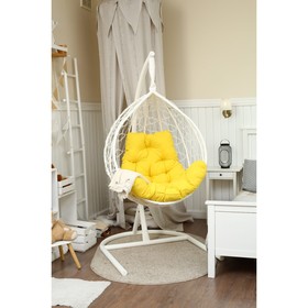 Подвесное кресло «Бароло», капля, цвет белый, подушка жёлтая, стойка
