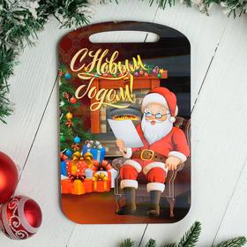 Доска разделочная "Новогодняя. С Новым годом! Дед Мороз читает сказку", цветная, 27х18 см