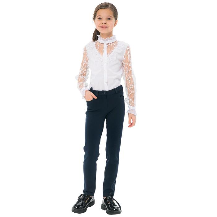 Блузка для девочек, рост 128 см, цвет белый - фото 282716964