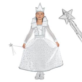 Карнавальный костюм «Снежная королева», платье, корона, жезл, р. 32, рост 122-128 см