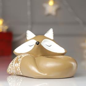 Polyresin souvenir candle holder "Sleeping Fox with designs on the tail" 9x9,5x11,5 cm