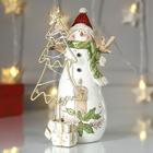 Сувенир полистоун свет "Снеговик в красном колпаке у ёлочки - свеча" 22х10х12 см - фото 3691438