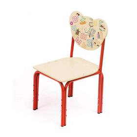 Детский стул «Кузя. Азбука», регулируемый, группа 1-3, УФ-печать, цвет бежевый / красный